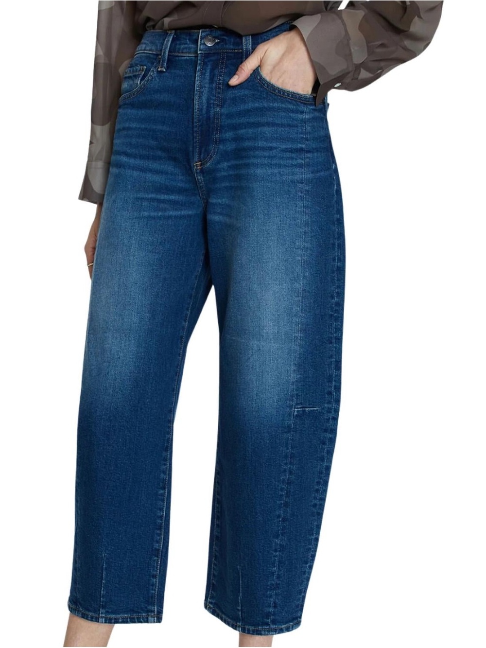 Pistola Eli Arched Barrel Leg High Rise Cropped Denim